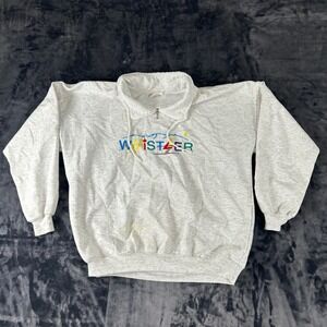 Cityscape‎ Sweatshirt Mens XL Grey Whistler Embroidered Vintage Quarter Zip
